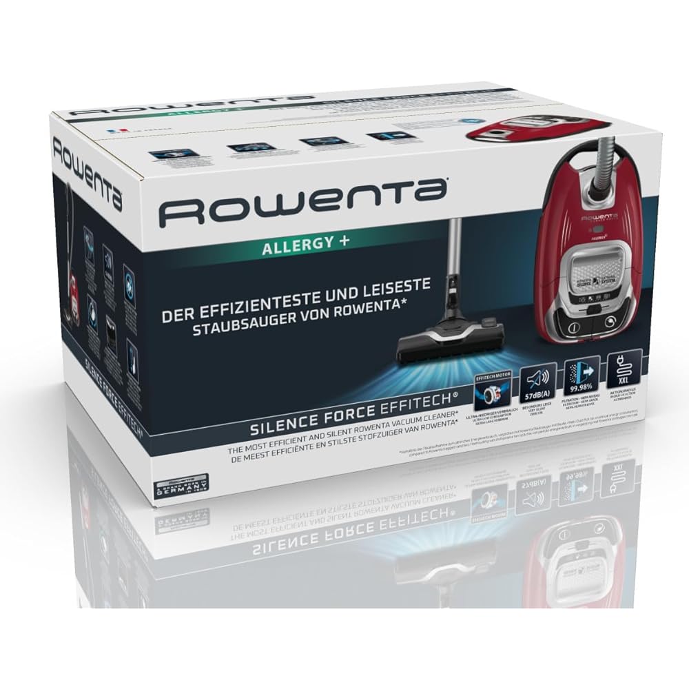 ROWENTA Silence Force Effitech Aspirateur avec Sac, Silencieux 57 DB(A), Basse consommation, Haute Filtration, Rayon d'action 12 m, Fabriqué en France RO7451EA, Bleu : Cuisine et Maison