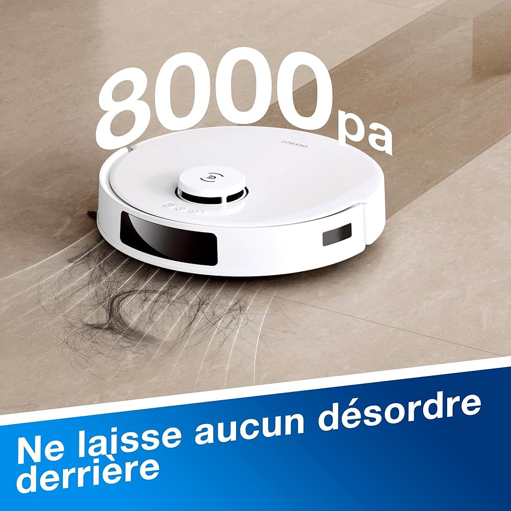ECOVACS Aspirateur Robot DEEBOT N20 Plus, Robot Aspirateur Laveur 8000Pa avec vidange Automatique poussière, Nettoyage Autonome de 45 Jours, Batterie 300 Min, Anti-Tangle, Tapis et Poils d'animaux : Cuisine et Maison
