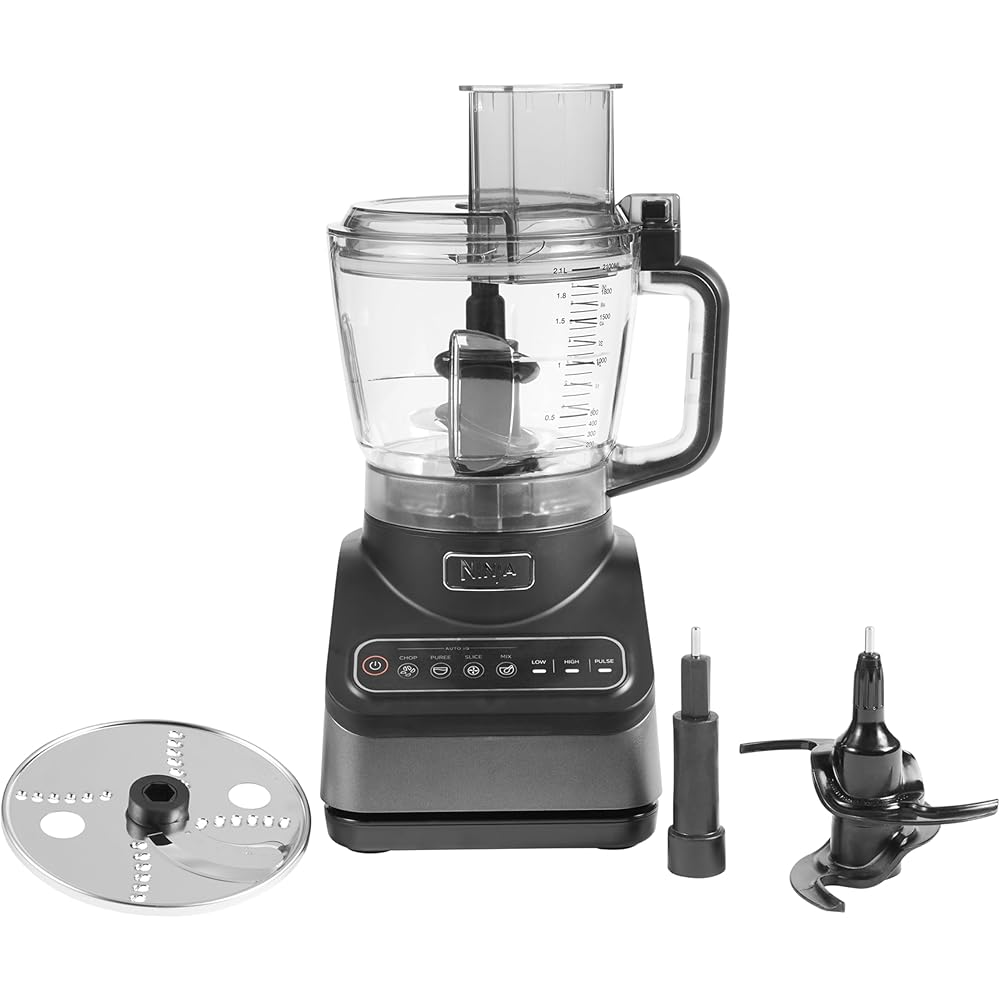 Ninja Robot de cuisine avec 4 programmes automatiques ; hacher, réduire en purée, trancher, mélanger, et 3 vitesses manuelles, bol de 2,1L, 850W, lave-vaisselle, noir BN650EU : Cuisine et Maison
