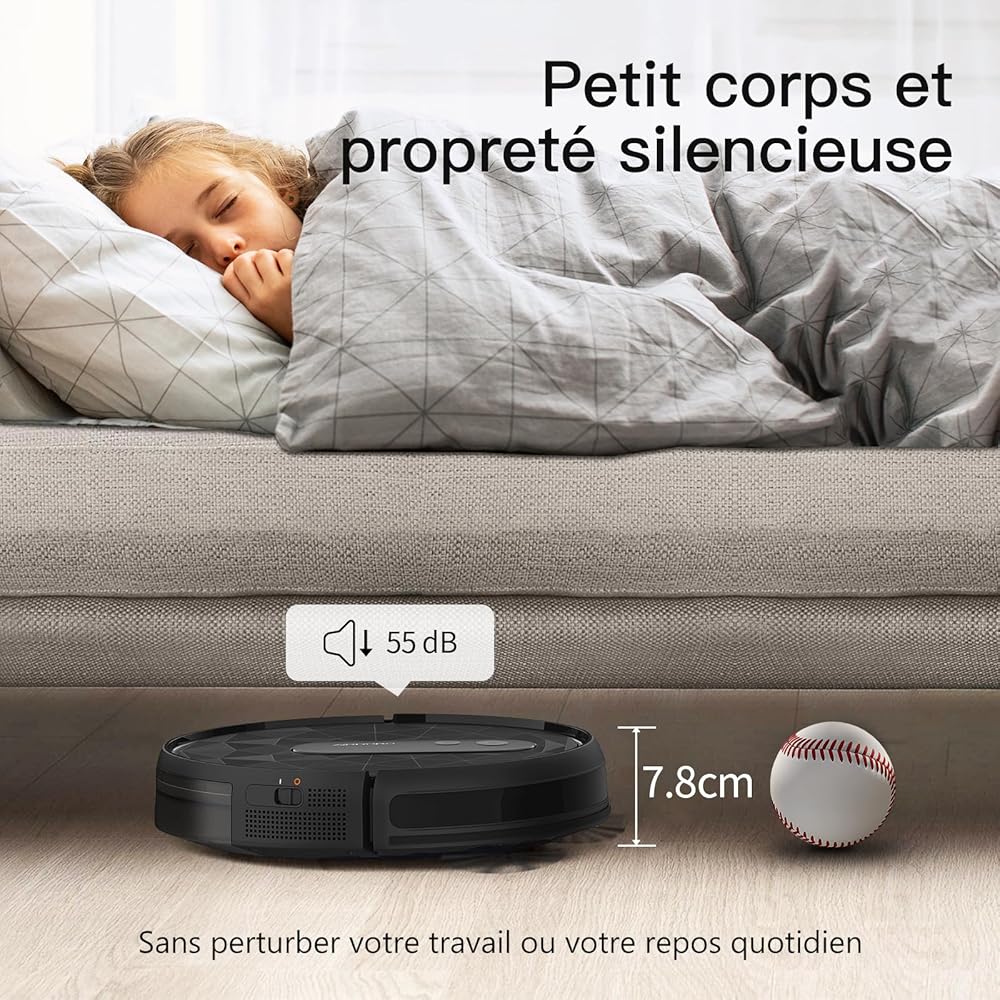 AIRROBO P20 Aspirateur Robot, 2800Pa Puissance d'Aspiration, 120 Mins d'Autonomie, Robot Aspirateur Intelligente Connecté WiFi/App, Silencieux Idéal pour Poils d'animaux, Cheveux, Poussière : Cuisine et Maison
