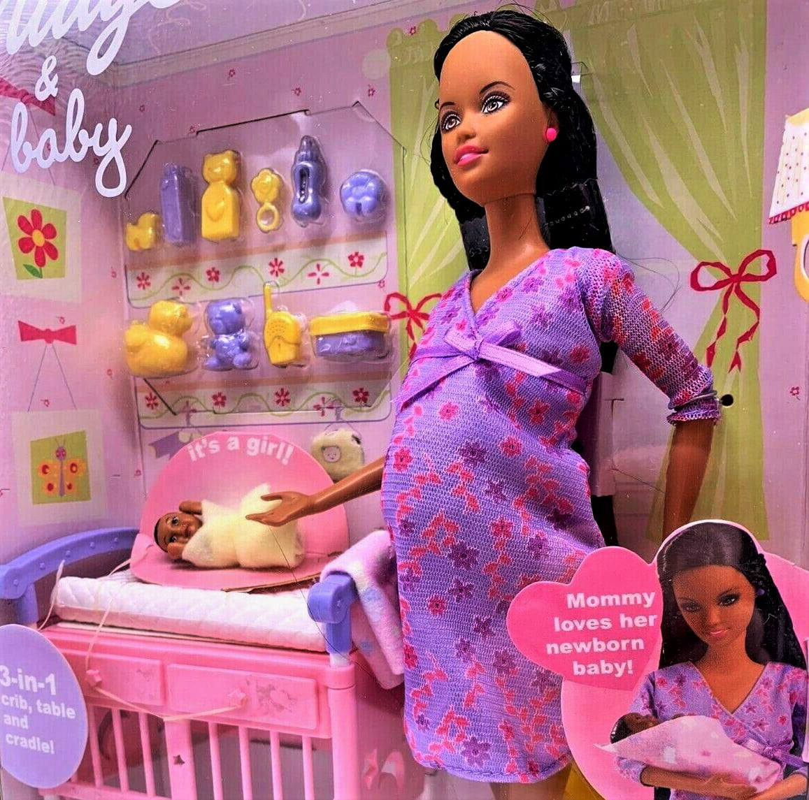 Barbie Happy Family Midge Mom & Baby Dolls African American 2002 Mattel 56664