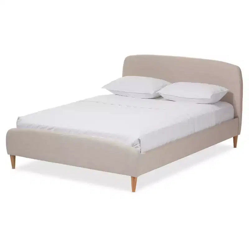 Mia Mid - Century Fabric Upholstered Platform Bed - Baxton Studio