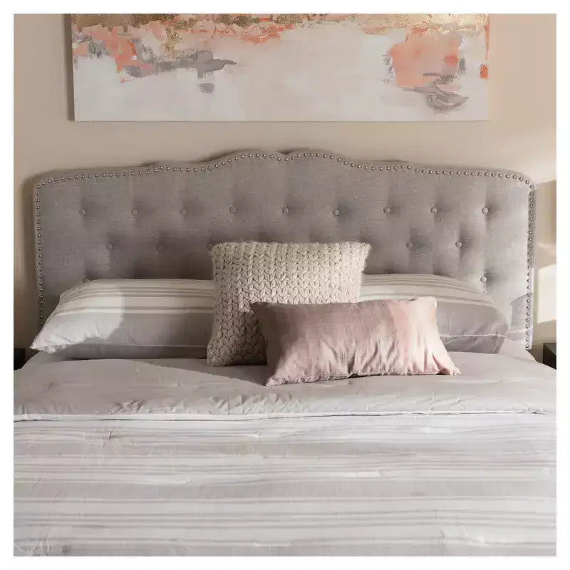Lucy Modern And Contemporary Fabric Headboard Grayish Beige - Baxton Studio
