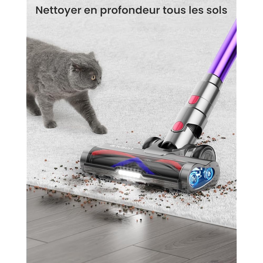 ANYSON 45Kpa/550W/70 Minutes Aspirateur Balai sans Fil,Aspirateur sans Fil Ecran Tactile,1,6L Capacité,8 Système de Filtration de Niveau,Aspirateur balais pour Sols Durs/Les Poils d'animaux/Tapis : Cuisine et Maison