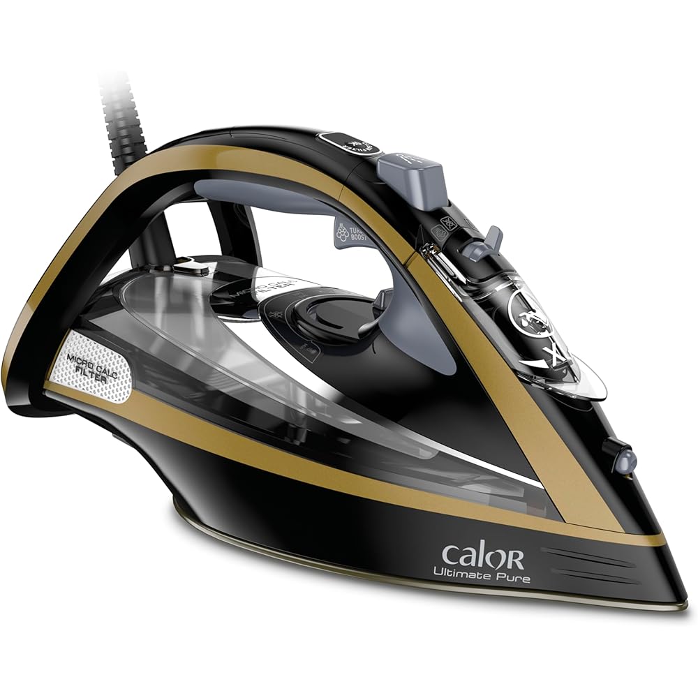 Calor Ultimate Pure Fer à repasser vapeur, 3000 W, Filtre Micro Calc, Fonction pressing 260 g/min, Débit vapeur 60 g/min FV9839C0 : Cuisine et Maison