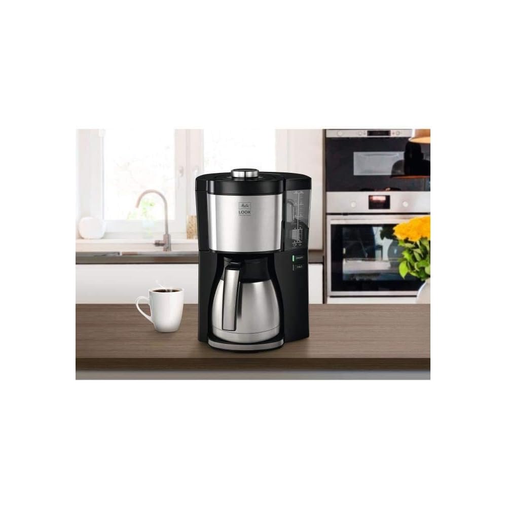 Melitta Cafetière à Filtre Look Therm Perfection Noir/Inox, avec Verseuse Isotherme, Réservoir d'eau amovible et programme de détartrage, Capacité 10-15 tasses, modèle 1025-16 : Cuisine et Maison