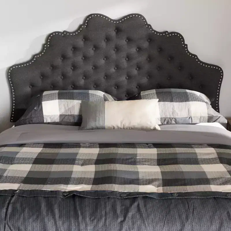 Hilda Modern and Contemporary Fabric Headboard Dark Gray - Baxton Studio