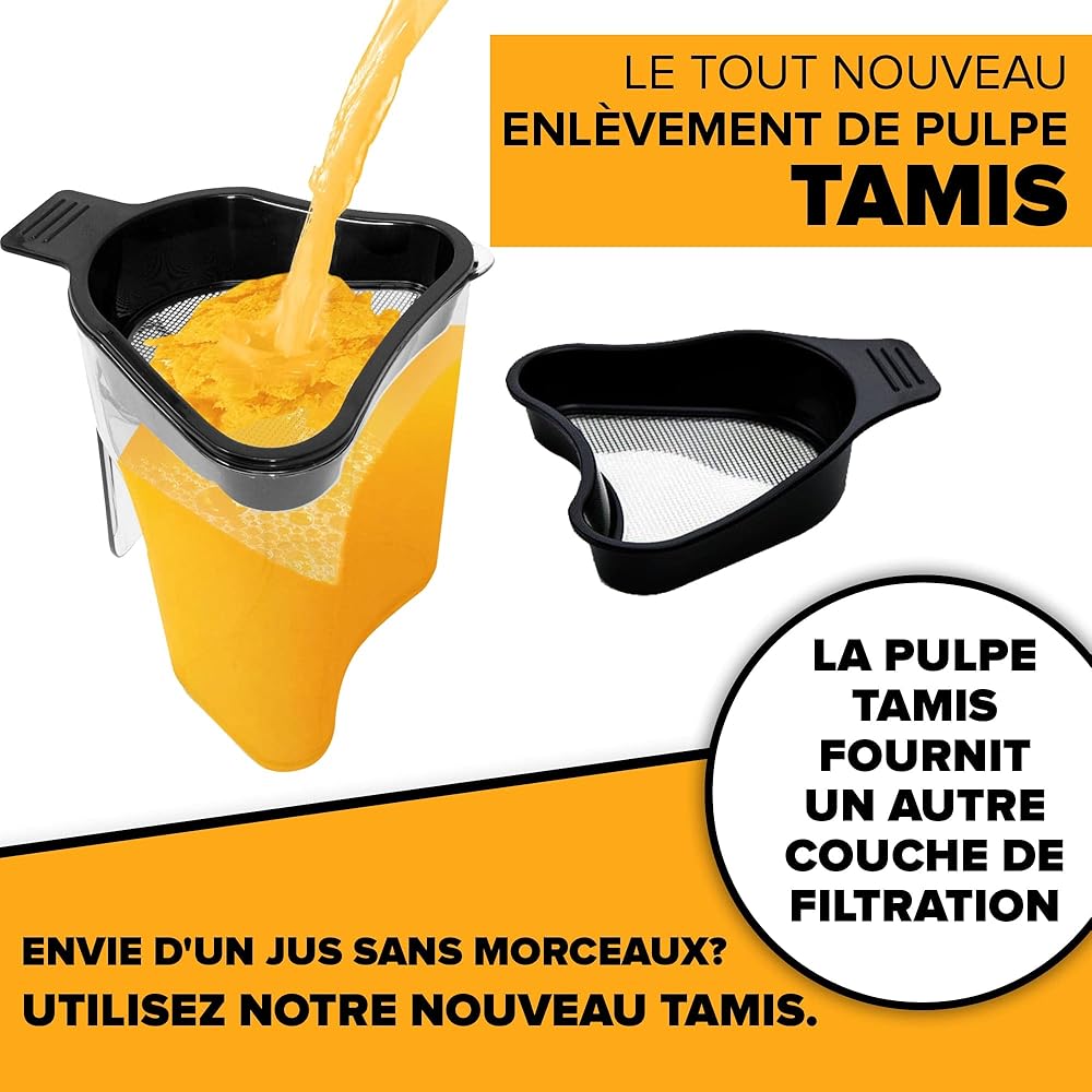Jus de Fruits et Légumes à Mastication Lente, Slow Juicer, Jus Frais et Santé, Sorbet, Crème Glacée, Bouche 75 mm, sans BPA, 240 Watts, Pression à Froid, Acier Inoxydable Noir Fridja f1900 : Cuisine et Maison