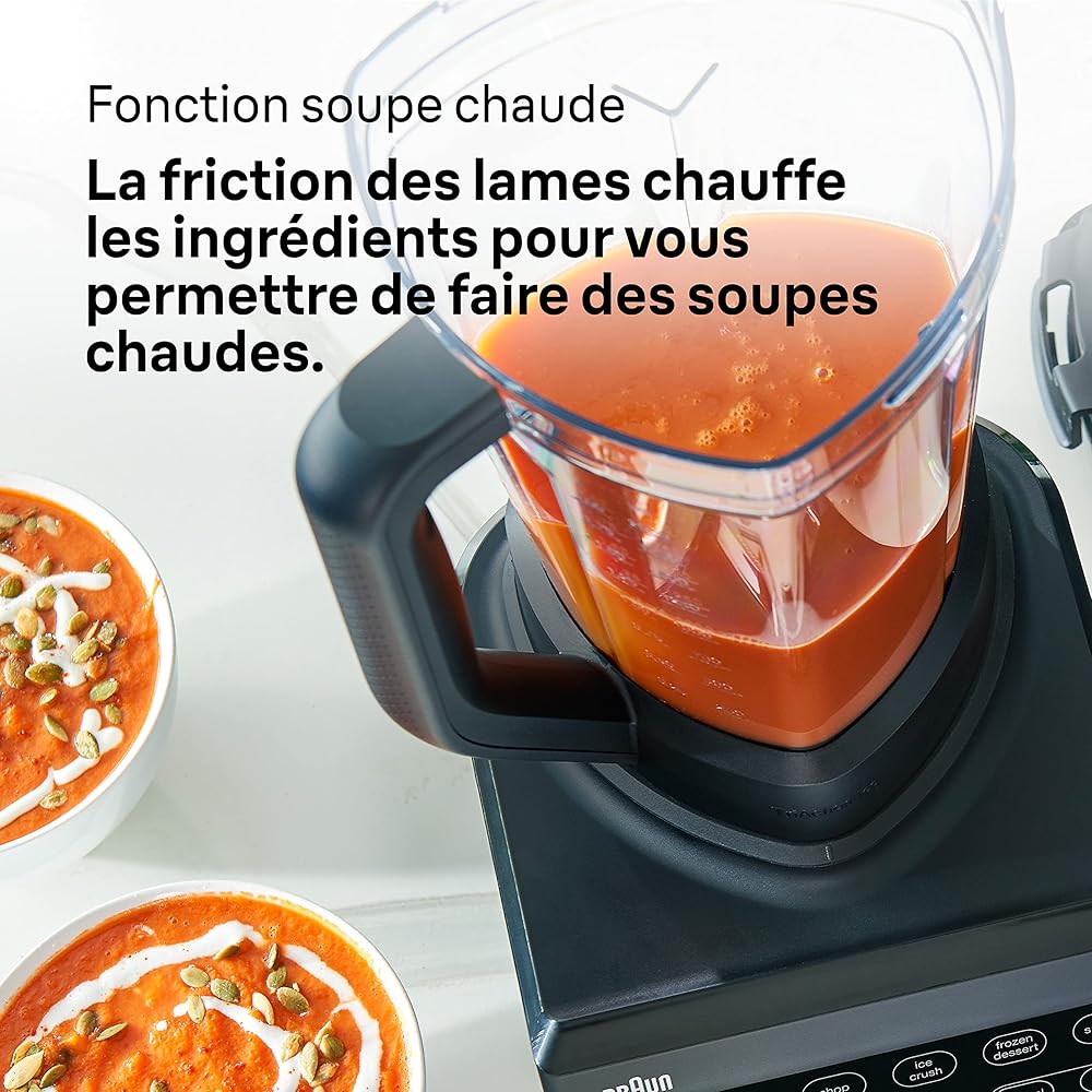 Braun Blender Triforce Power Blender JB 9040 avec carafe triple angle, 10 réglages de vitesse manuels, moteur de 1600 W, facile à nettoyer, noir : Cuisine et Maison