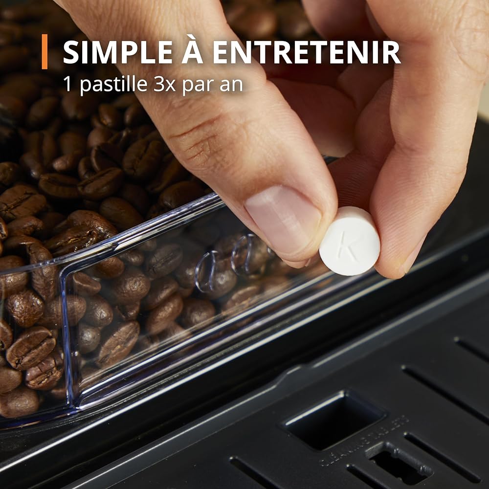 Krups Machine à café grain, 1,7 L, 2 tasses en simultané, Nettoyage automatique, Buse vapeur pour Cappuccino, Cafetière espresso, Essential noire YY8125FD, Noir : Cuisine et Maison
