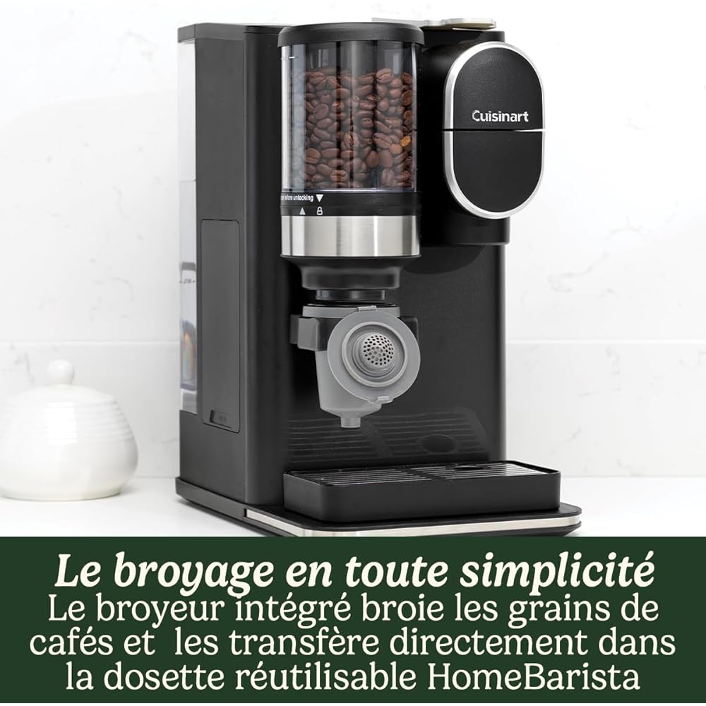 CUISINART One Cup Grind And Brew - Machine à café avec broyeur intégré | Grain à moudre, Café filtre en portion individuelle | choisissez 3 tailles de tasse | Dosette filtrante réutilisable | Noir : Cuisine et Maison