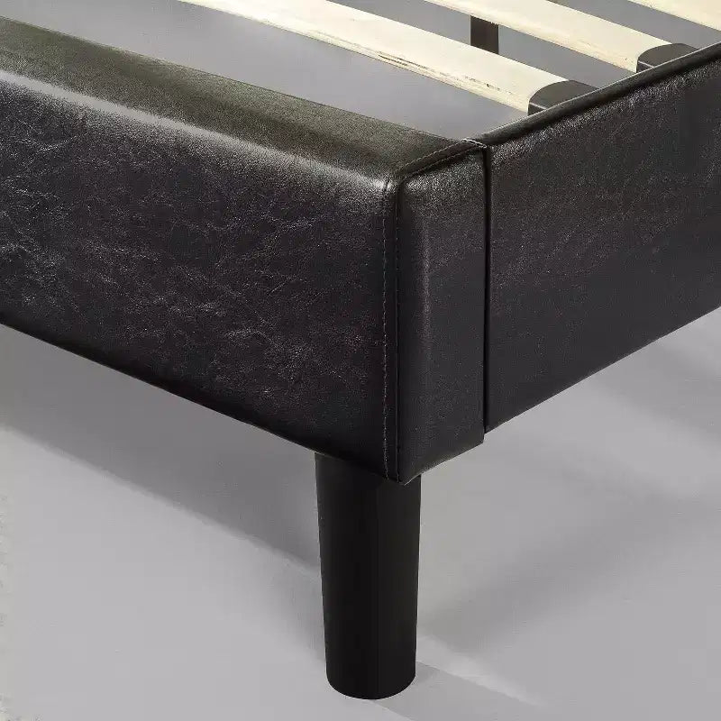 Jade Faux Leather Upholstered Platform Bed Frame Black - Zinus