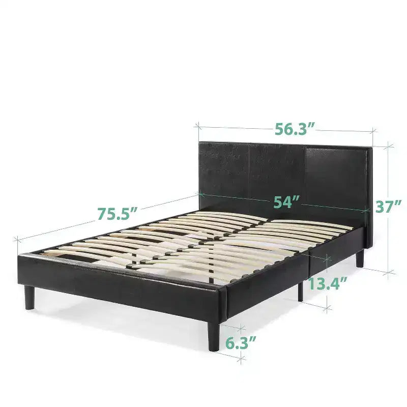 Jade Faux Leather Upholstered Platform Bed Frame Black - Zinus