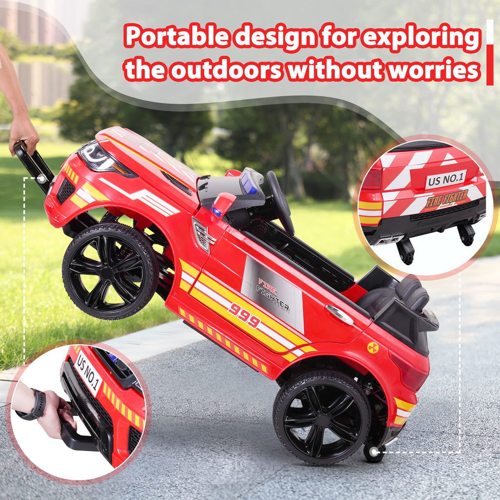 TOBBI Kinder-Elektro-Feuerwehrauto, 12V, mit Fernbedienung
