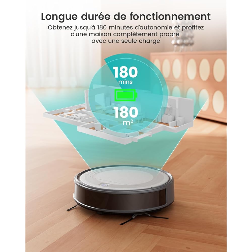 Lefant Aspirateur Robot, Robot Aspirateur 4500Pa Puissance d'Aspiration, Évitement Précis des Obstacles, Anti-Enchevêtrement Idéal pour Les Poils d'animaux, Cheveux et Sols Durs,Contrôle par App/Alexa : Cuisine et Maison