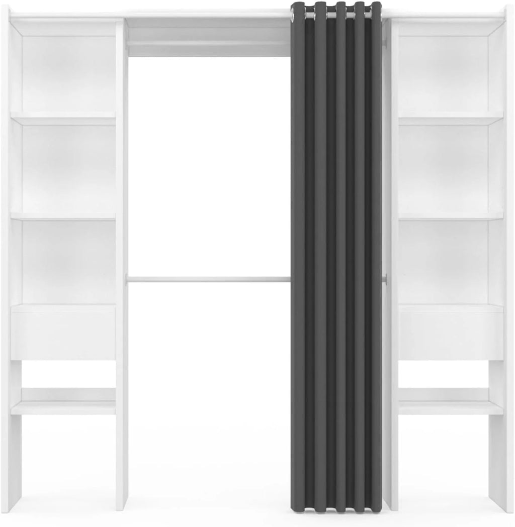 Dressing extensible double MERYL 120/180 x 50 x 180 cm, avec étagères double penderie