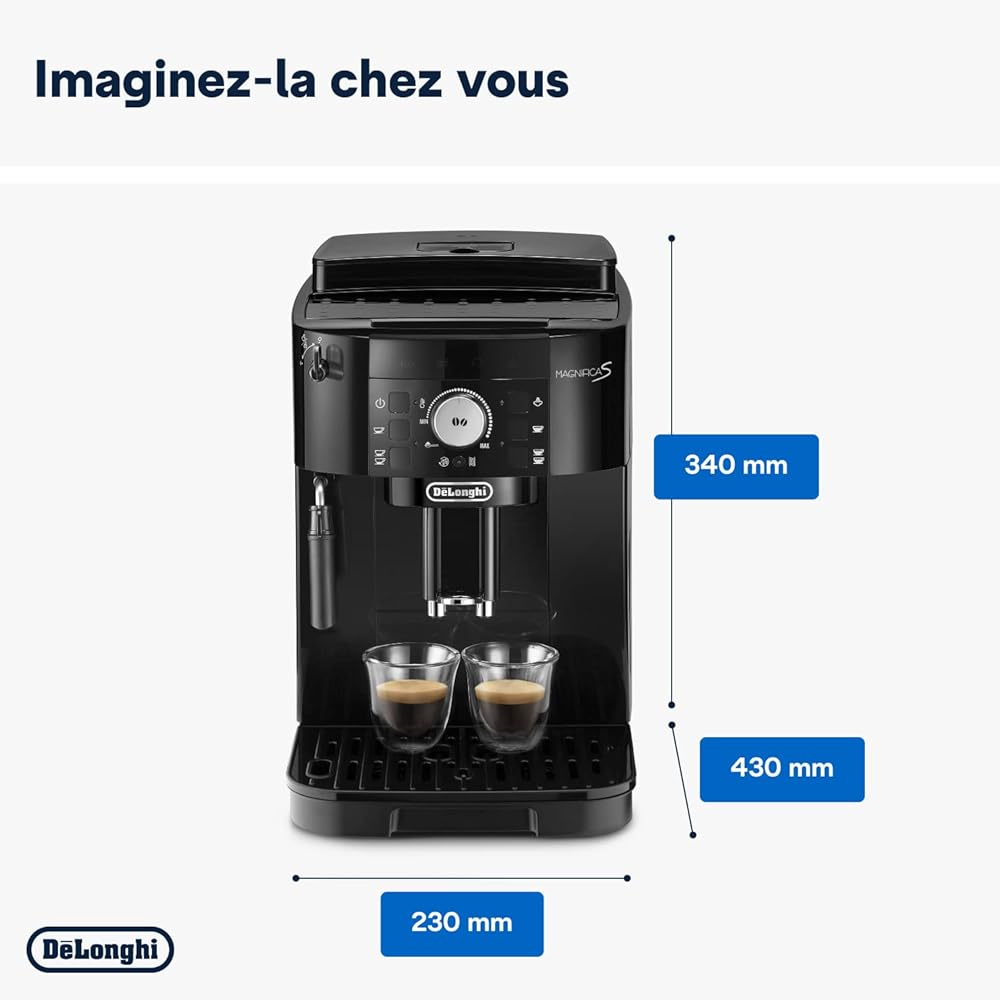 De'Longhi Magnifica S ECAM11.112.B, Machine à Café Automatique/ à Espresso du Grain à la Tasse Avec Buse à Lait, avec 4 Recettes à Touche Unique, Panneau de Contrôle Soft-Touch, 1450W, Noir : Cuisine et Maison