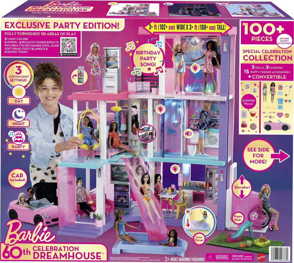 Barbie Deluxe Special Edition 60th DreamHouse Dollhouse Playset with 2 Dolls, Car and 100+ Pieces