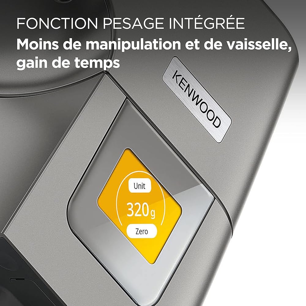 Kenwood Titanium Chef Patissier XL KWL90.034SI, Robot Patissier Balance Intégrée, Batteur K, Pétrin, Fouet, Batteur Souple, Deux Bols, Couvercle Anti-Projections, 1400W, Acier, Argent : Cuisine et Maison