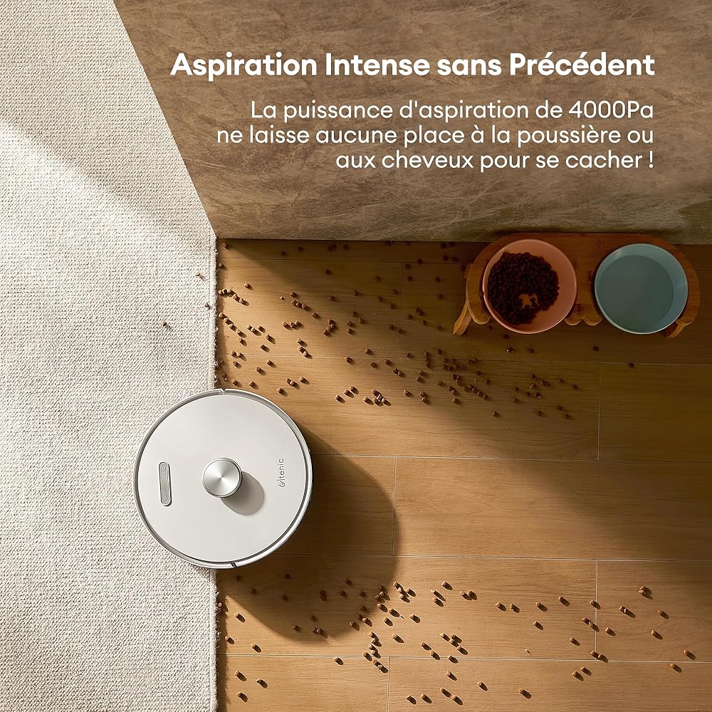 Ultenic T10 Pro Aspirateur Robot Laveur, Station Auto-Vidage 4000pa, Lavage à Serpillière Rotative, Navigation Lidar Cartographie, 200Min Autonomie, Connecté App et Alexa, Détection de Tapis : Cuisine et Maison