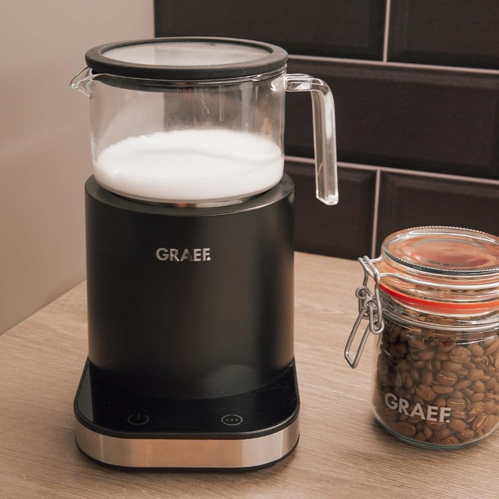 GRAEF MS902 Mousseur à lait en verre, à induction, 6 programmes automatiques, écran tactile, jusqu'à 400 ml de mousse de lait, chocolat chaud : Cuisine et Maison