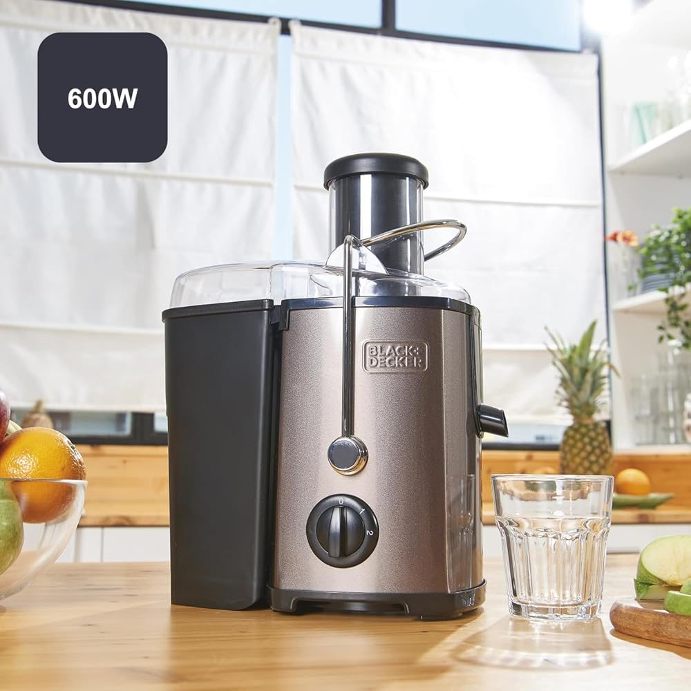 BLACK + DECKER BXJE600E - Centrifugeuse - 600 W - 2 Vitesses - Acier Inoxydable - Gris : Cuisine et Maison