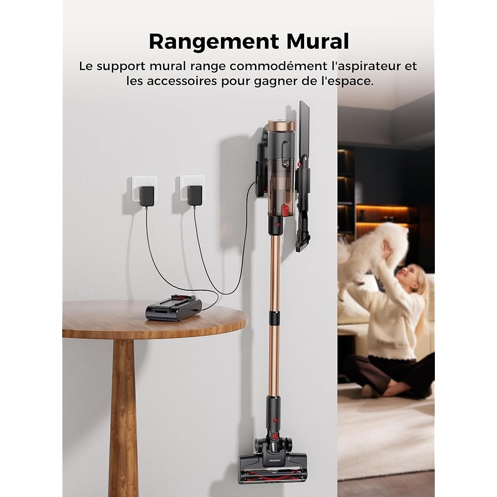Proscenic P11 Ultra Aspirateur Balai sans Fil,40KPA 450W Aspirateur sans Fil Puissant,LED GreenEye,Brosse Anti-Emmêlement,télescopique Léger Aspirateur Balai pour Tapis Poils Animaux Sol Dur Voiture : Cuisine et Maison