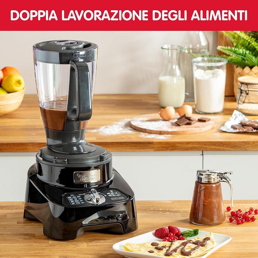 Moulinex Robot multifonction, 1000 W, 28 fonctions, Bol 3 L, Blender 2 L, Hachoir, Disques pour râper et émincer, Lames inox titanium, Robot cuisine, DoubleForce FP821811 : Cuisine et Maison