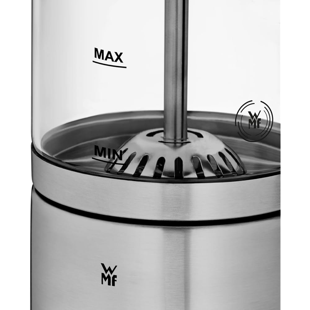 WMF Lono Glas Mousseur à lait électrique, 150-250 ml, 650 W, mixeur Frappe, écran tactile, pour mousse de lait chaud et froid, lait chaud, chauffe-lait, machine à cacao, chocolat chaud, acier : Cuisine et Maison