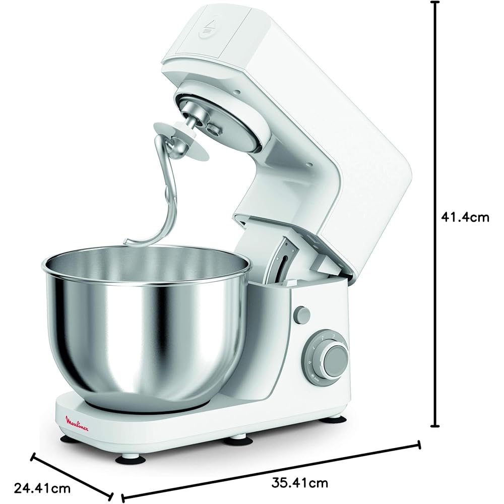 MOULINEX ROBOT PATISSIER ESSENTIAL Robot multifonction 800W 6 vitesses Bol Inox 4,8L Kit Pâtisserie Fouet Pétrin Batteur QA150110 : Cuisine et Maison