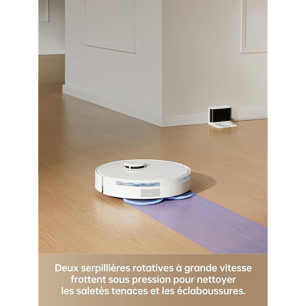 dreame L10s Pro Gen 2 Robot Aspirateur Laveur 7 000 Pa, Levage Automatique des Serpillières, Détection de Tapis par Ultrasons, Compatible avec Siri/Dreamehome, Poils d'animaux, Sol Dur et Tapis : Cuisine et Maison