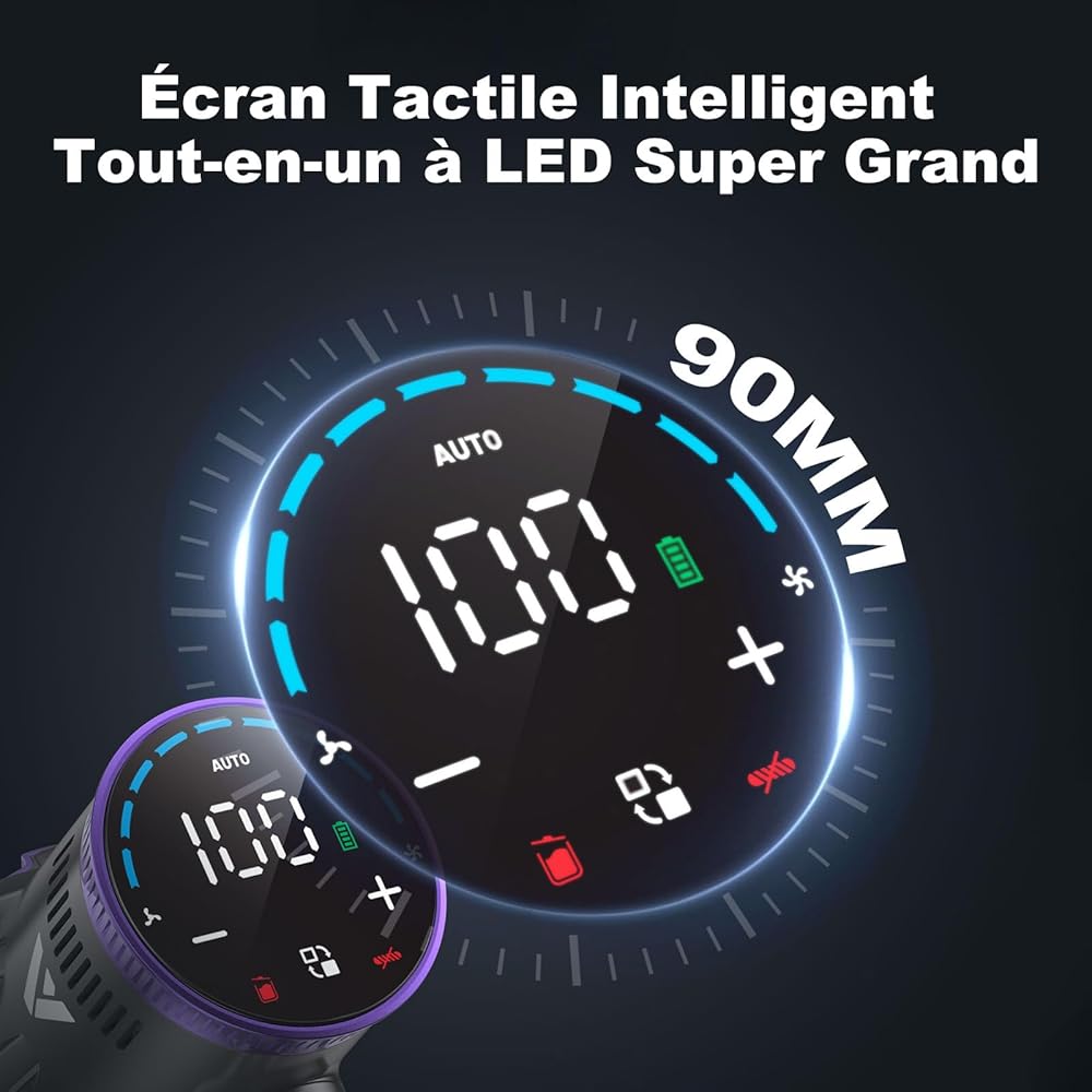 coovy SU7 Aspirateur Balai sans Fil 580W/45Kpa/70Mins, Aspirateur sans Fil Puissant, Chargement Mural, Écrans Tactiles LED, 1,3L Capacité, pour Sols Durs/Tapis/Les Poils d'animaux : Cuisine et Maison