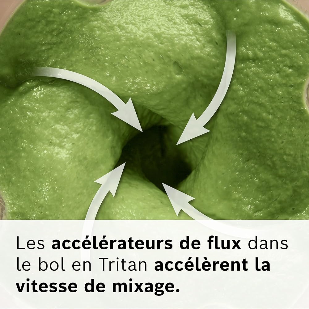 Bosch, VitaPower Série 6, blender haute performance, moteur 1800 watts, vitesse du moteur jusqu'à 45 000 tr/min, 6 programmes automatiques, bol résistant en tritan, noir, MMB6652B : Cuisine et Maison