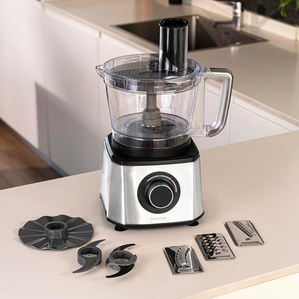 Cecotec Robot culinaire Paprika 1300, 2000W de puissance, en acier inoxydable, bol de 3,5 L, 2 vitesses, 3 disques de coupe, 1 lame pour hacher et 1 pour pétrir : Cuisine et Maison