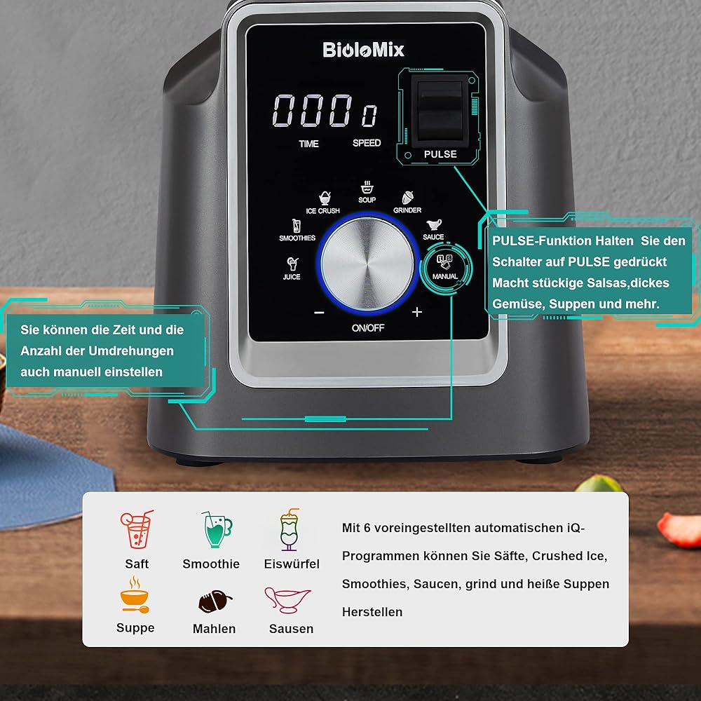 BioloMix Mixeur haute performance 2200W,6 modes intelligents, fonction autonettoyante, batteur sur socle avec récipient 2L sans BPAsmoothie maker : Cuisine et Maison