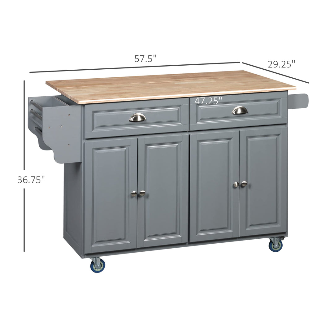 HOMCOM Rolling Drop Leaf Countertop Cabinets
