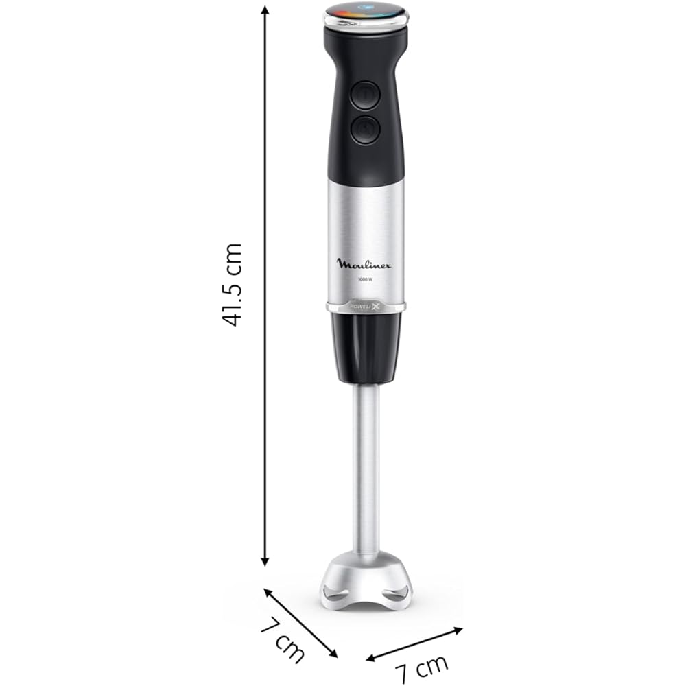 Moulinex Quickchef+ Pied Mixeur, 1000 W, Silencieux, 20 vitesses, Mode turbo, Accessoires hachoir compact, Hachoir mixeur XL, Fouet DD67L810, Noir : Cuisine et Maison