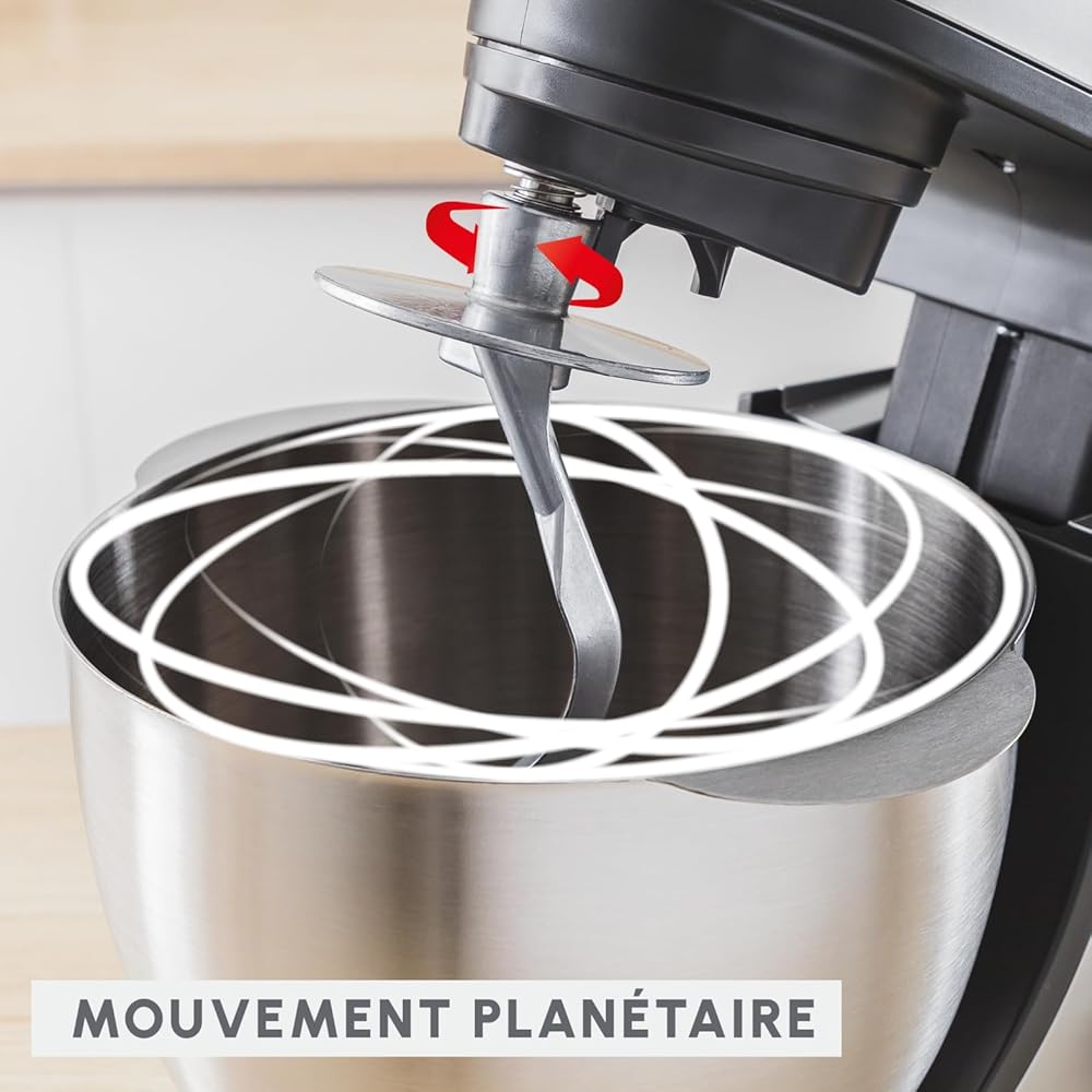 Moulinex Bake essential Robot pâtissier, 800 W, Bol 4.8 L, kit de pâtisserie, Hachoir à viande QA161810, Noir Glama : Cuisine et Maison