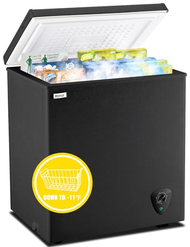 WANAI Gefriertruhe 99 Liter, 3,5 cu. ft. Mini-Gefrierschrank, 7 Temperaturstufen, leise, mit Korb
