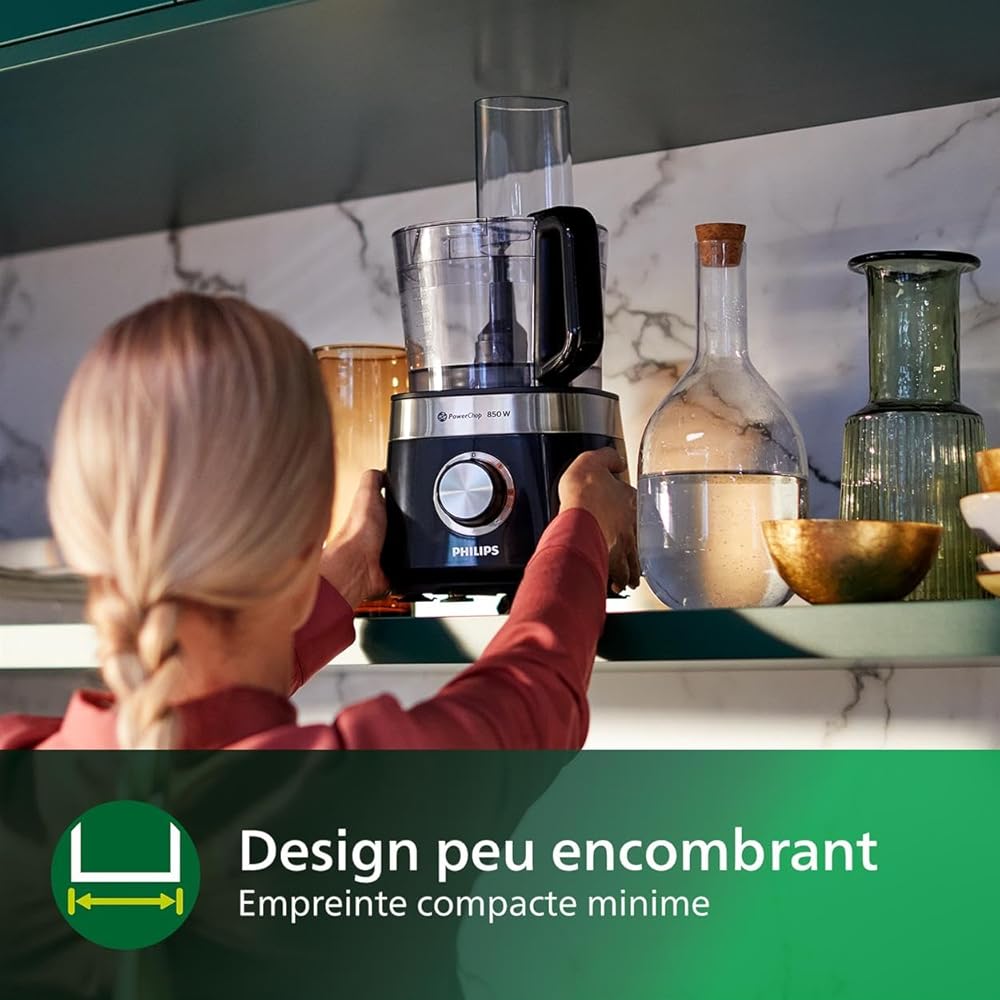 Philips Robot Multifonction Compact - 800W, 29 Fonctions, Bol de 2.1L, Ultra Puissant, Lame en Acier Inoxydable (HR7510/10) - Noir : Cuisine et Maison