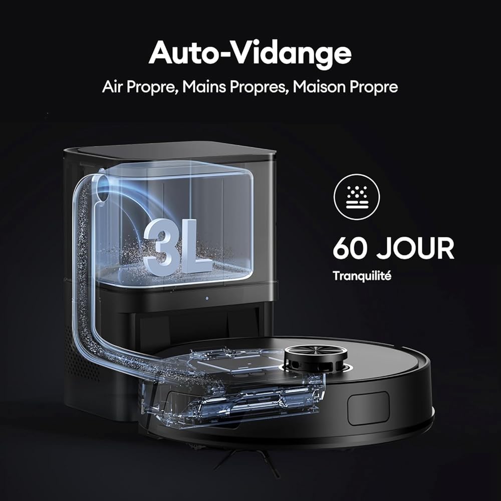 Ultenic T10 Lite Aspirateur Robot Laveur avec Station, 18000Pa Auto-Vidage, Navigation LiDAR, Cartographie Multi-étage, Connecté App-Alexa-Siri-IFTTT - Poils d’Animaux, Cheveux, Poussière et Moquette : Cuisine et Maison