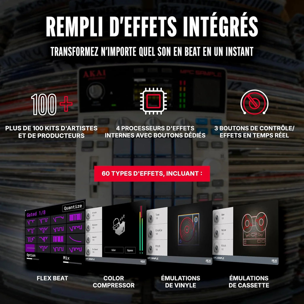 Professional MPC Sample - Portable Autonome avec Batterie Rechargeable, USB-C, Haut-Parleur et Micro