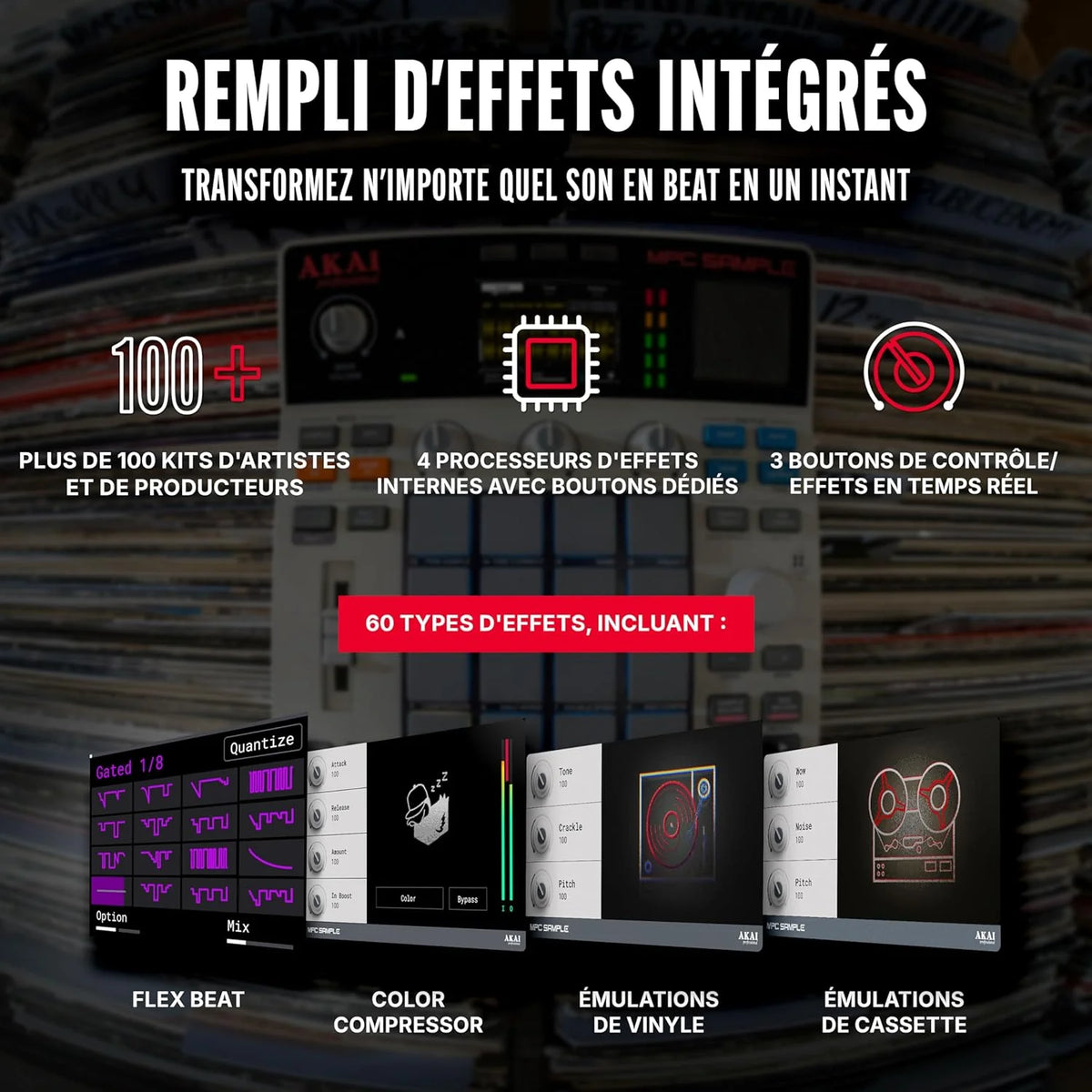 Professional MPC Sample - Portable Autonome avec Batterie Rechargeable, USB-C, Haut-Parleur et Micro