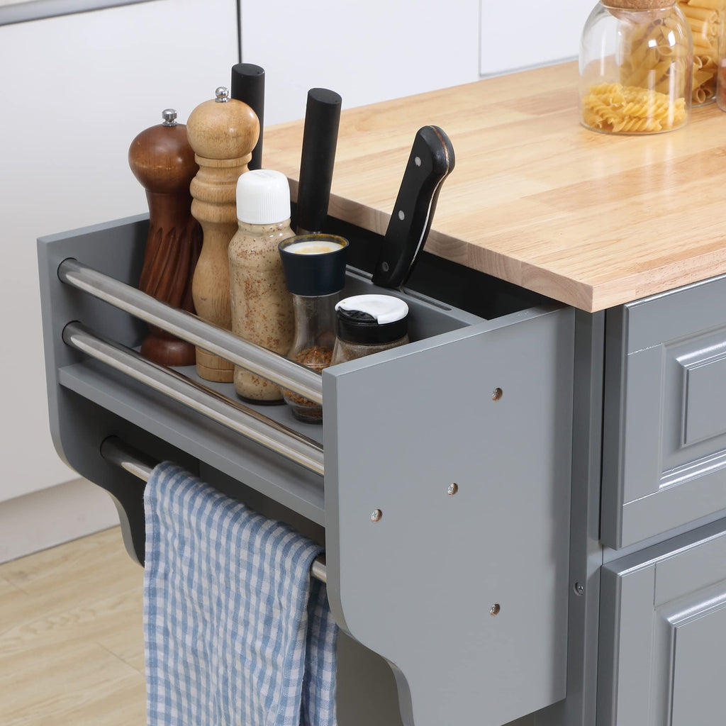 HOMCOM Rolling Drop Leaf Countertop Cabinets
