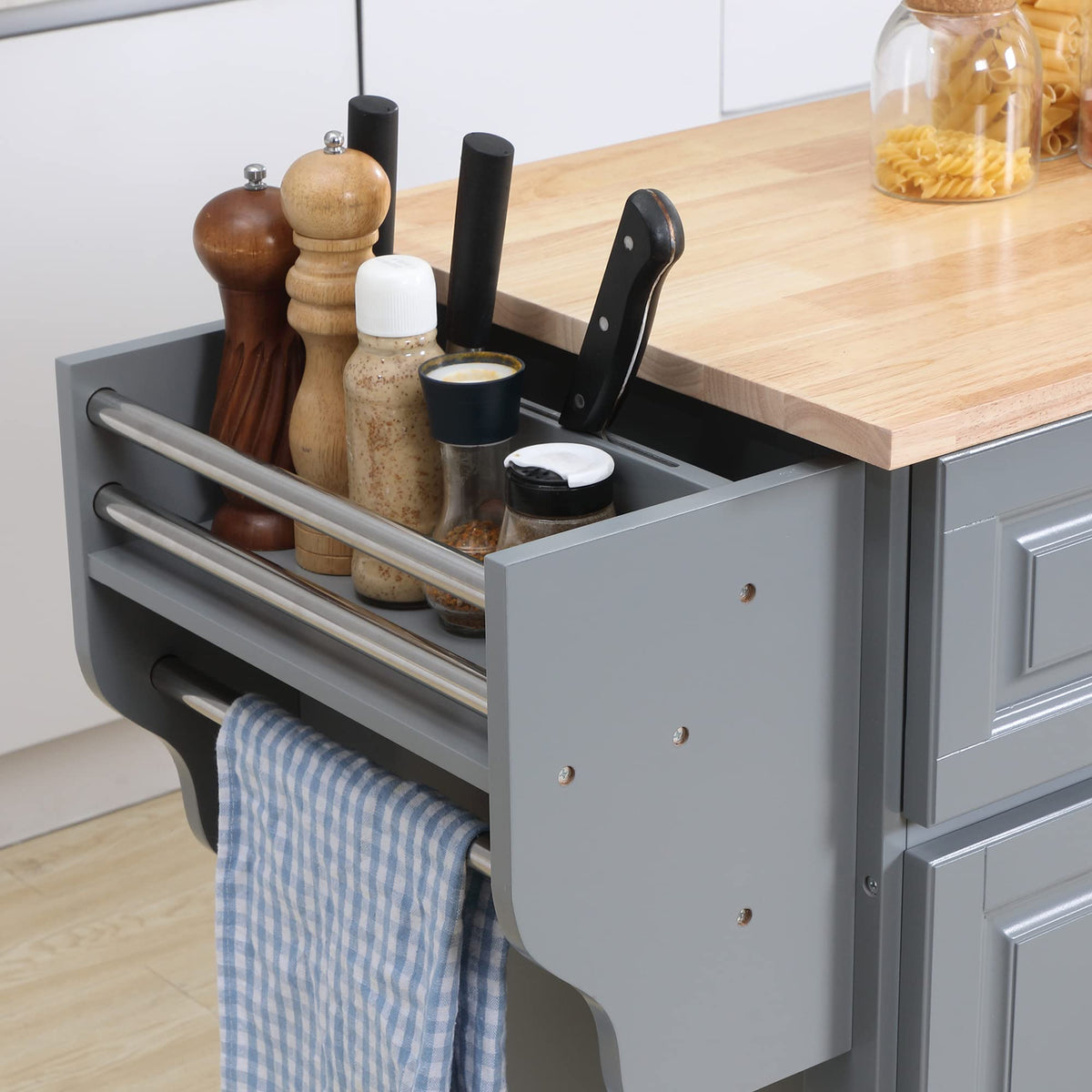 HOMCOM Rolling Drop Leaf Countertop Cabinets