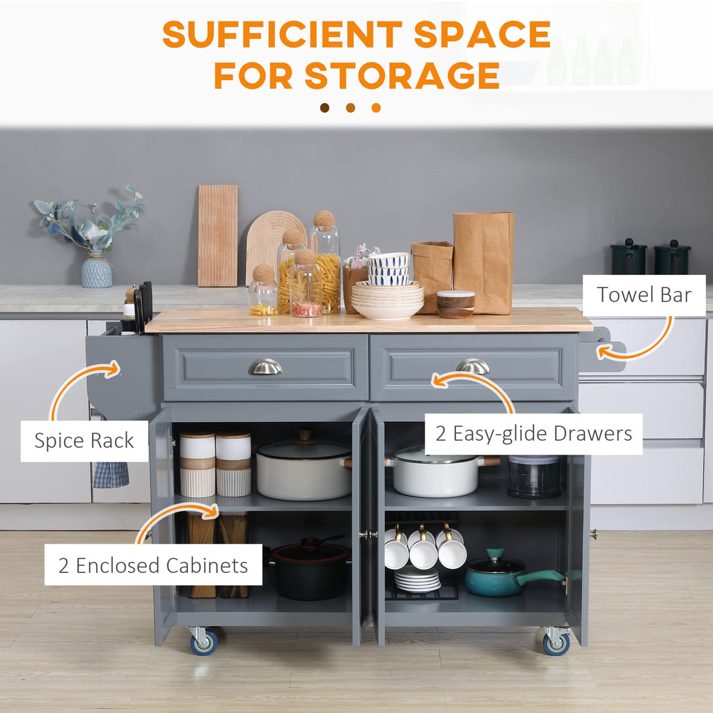 HOMCOM Rolling Drop Leaf Countertop Cabinets