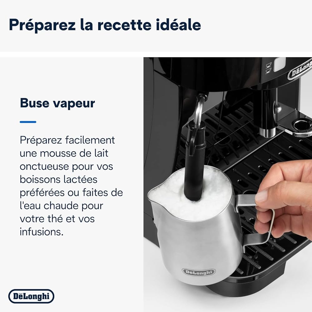 De'Longhi Magnifica S ECAM11.112.B, Machine à Café Automatique/ à Espresso du Grain à la Tasse Avec Buse à Lait, avec 4 Recettes à Touche Unique, Panneau de Contrôle Soft-Touch, 1450W, Noir : Cuisine et Maison