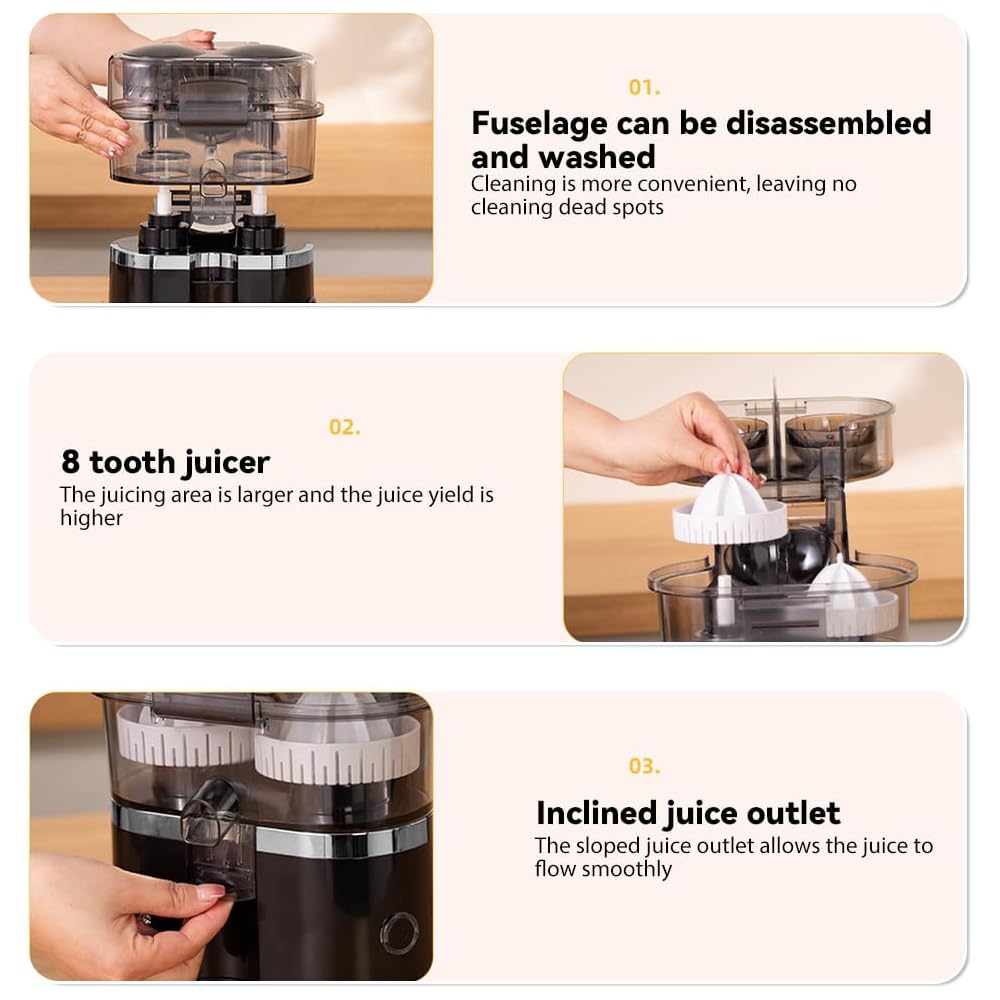Centrifugeuse Extracteur De Jus 200W, Double TêTe Et Coupeur, Presse Agrume Electrique, 20 Secondes Pour Un DéLicieux Jus, Automatique, Rapide, Facile à Nettoyer, Pour Maison, Cuisine : Cuisine et Maison