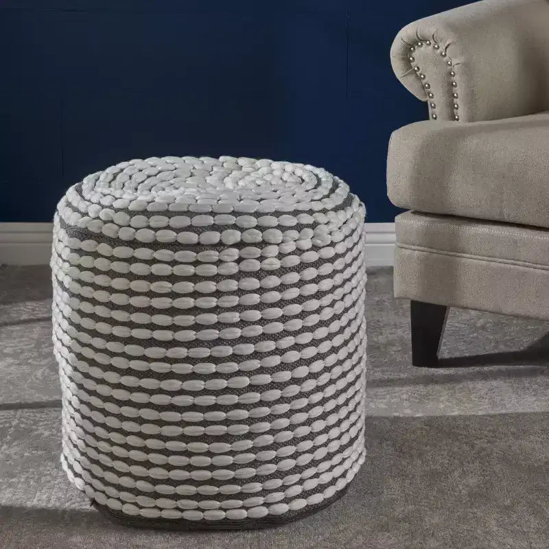 Rococco Round Pouf Ottoman - Christopher Knight Home
