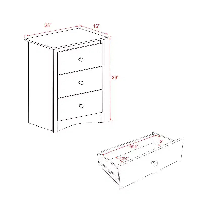 Salt Spring 3 Drawer Tall Nightstand Drifted - Prepac